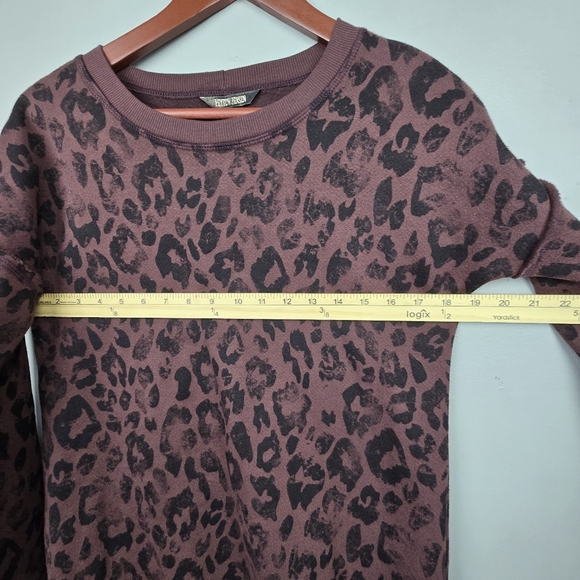 PEYTON JENSEN Leopard‎ Print Fleece Lined Sweater Brown Black Womens Size S - Picture 8 of 9
